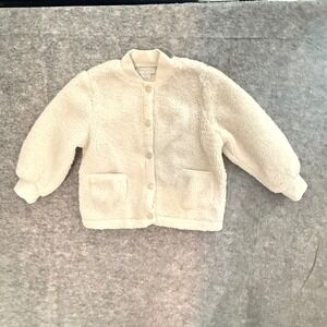 Stella McCartney Kids Ivory Teddy Fleece Bomber Jacket 3 Years Sherpa Coat
